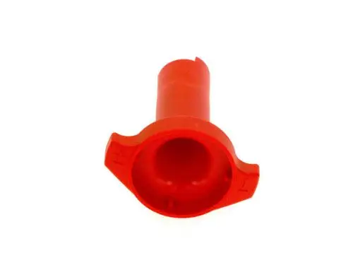 Roter Griff von Bosch, mit einem hohlen Inneren und einer breiten Basis, die für eine sichere Handhabung konzipiert ist.